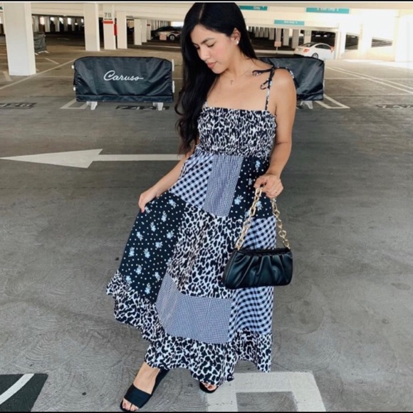 Sandy Liang Patchwork Patchwork Tie Shoulder Dress - Picture 5 of 5